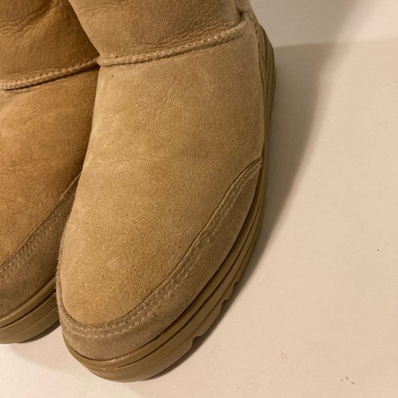 UGG Camel Suede Sheepskin Leather Mid Calf Winter Boots size 8 - Picture 7 of 16